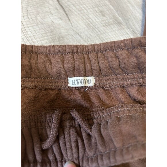 Kyoyo Joggers Womens Small Brown Draw String Fleece W/  Pockets Sweatpants - Picture 3 of 5